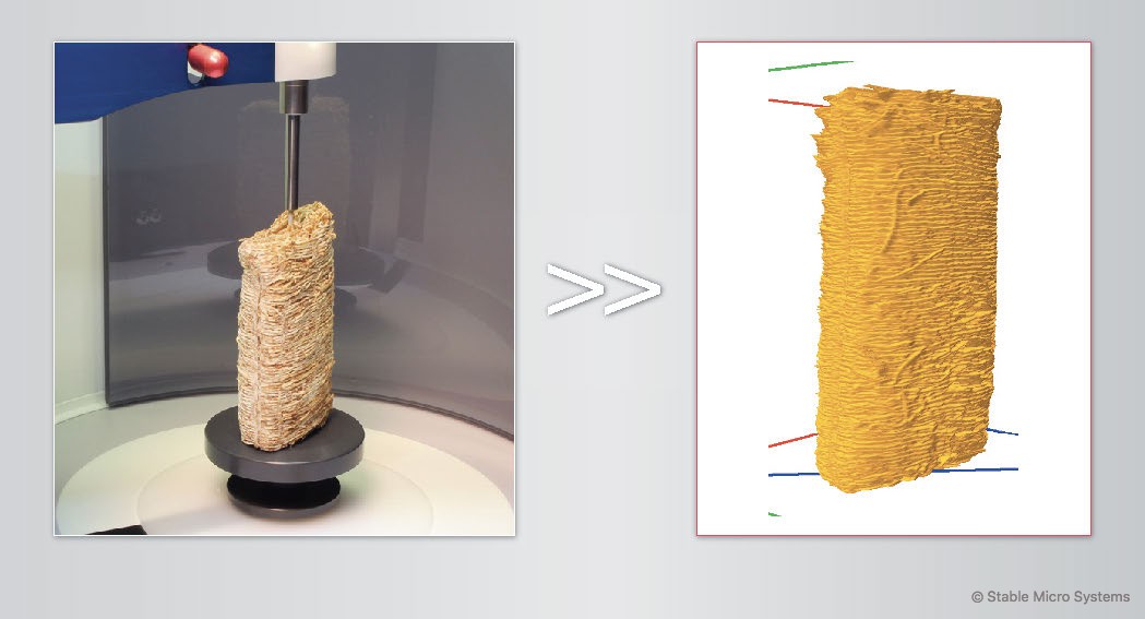 Shredded cereal biscuit sample ready for scanning >> Archived scan of sample